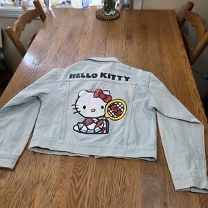 Hello Kitty Light Blue Jean Jacket with Red and White Accents Size M. LLCP